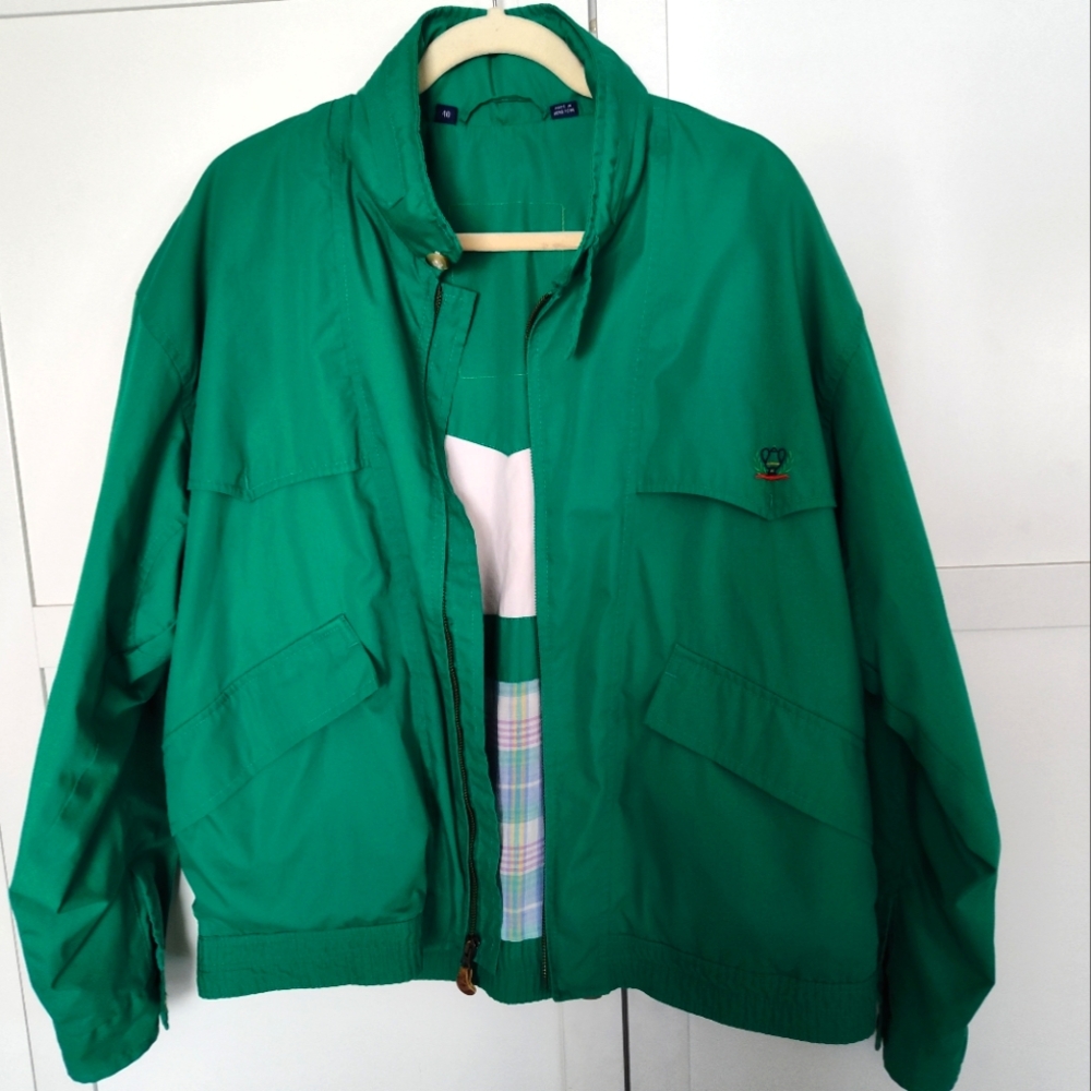 Vintage Lauren Unlabeled Green Cotton Blend Rain Golf Jacket Sz Lg